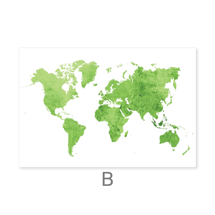 Vibrant World Map Canvas Art B / 45 x 30cm / Unframed Canvas Print Clock Canvas