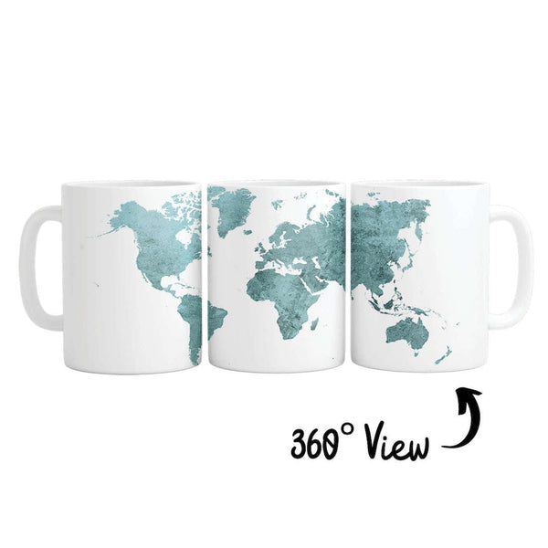 Vibrant World Map Mug Mug White Clock Canvas