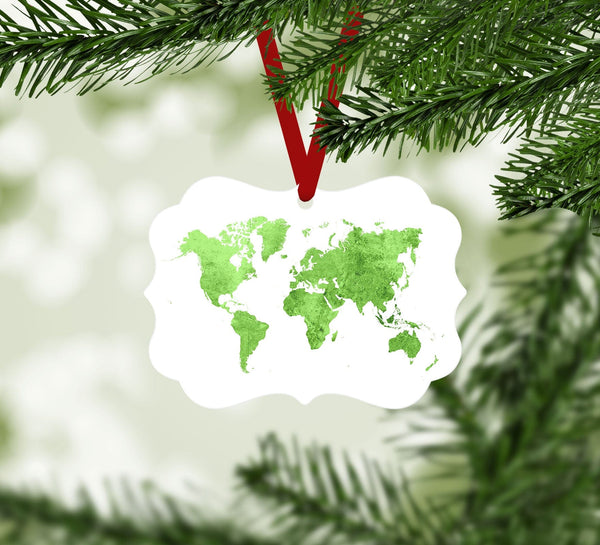 Vibrant World Map Ornament B Christmas Ornament Victorian 10.8 x 8cm Clock Canvas