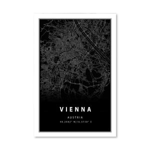 Vienna Black Map Canvas Art Clock Canvas
