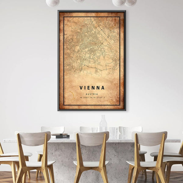 Vienna Vintage Map Canvas Art Clock Canvas