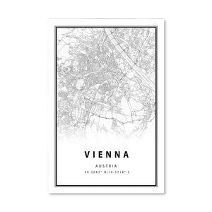 Vienna White Map Canvas Art Clock Canvas