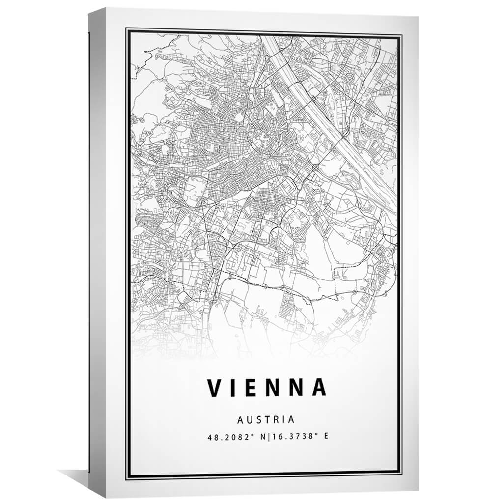 Vienna White Map Canvas Art Clock Canvas