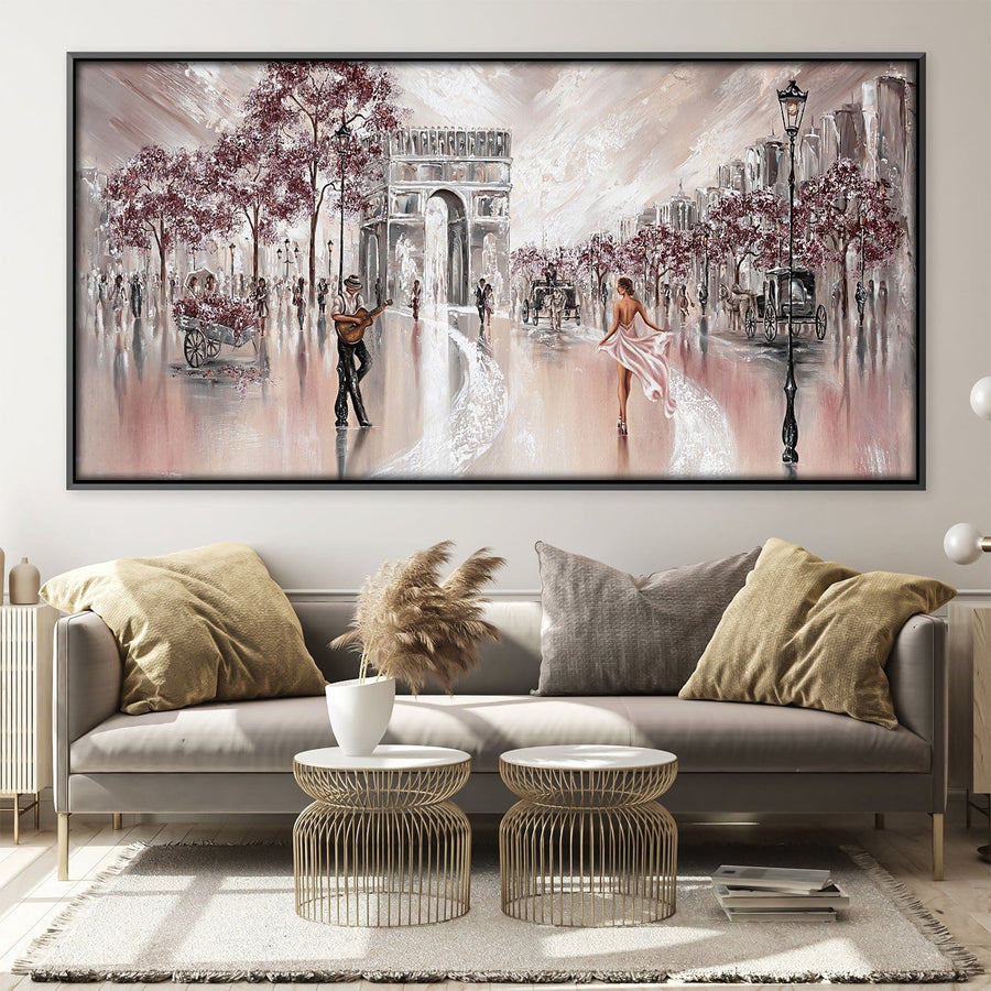 Vintage Flair Paris Canvas Art 50 x 25cm / Unframed Canvas Print Clock Canvas