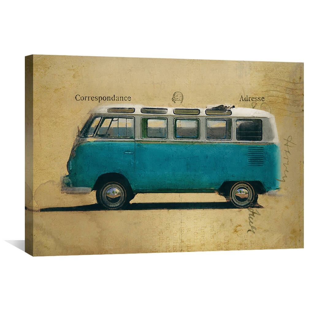 Vintage VW Canvas Art 45 x 30cm / Unframed Canvas Print Clock Canvas