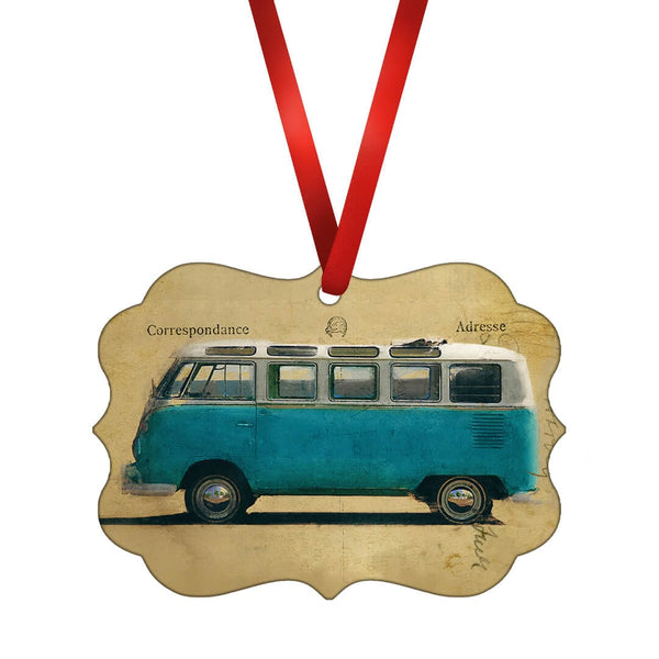 Vintage VW Ornament Christmas Ornament Victorian 10.8 x 8cm Clock Canvas