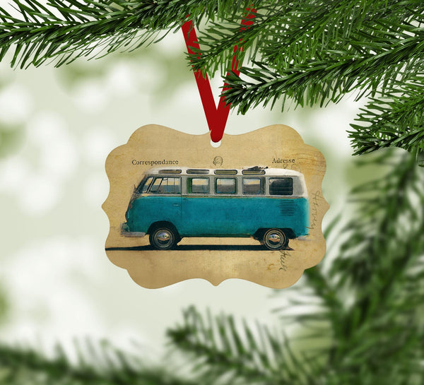 Vintage VW Ornament Christmas Ornament Victorian 10.8 x 8cm Clock Canvas