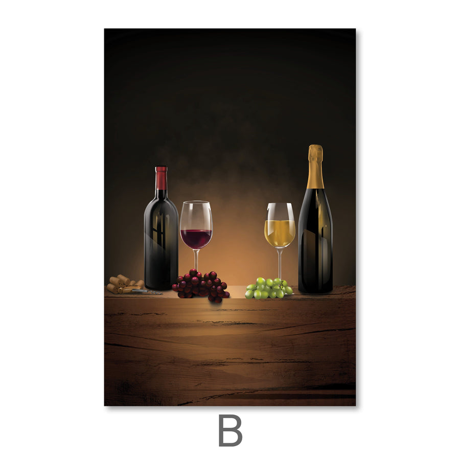 Vintage Wine Canvas Art B / 40 x 50cm / No Board - Canvas Print Only Clock Canvas