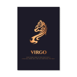 Virgo - Gold Canvas Art Clock Canvas