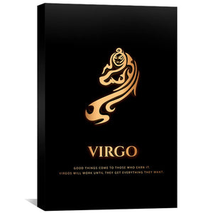 Virgo - Gold Canvas Art 30 x 45cm / Unframed Canvas Print Clock Canvas