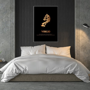 Virgo - Gold Clock Canvas