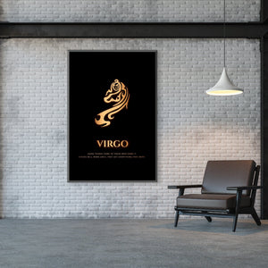 Virgo - Gold Clock Canvas