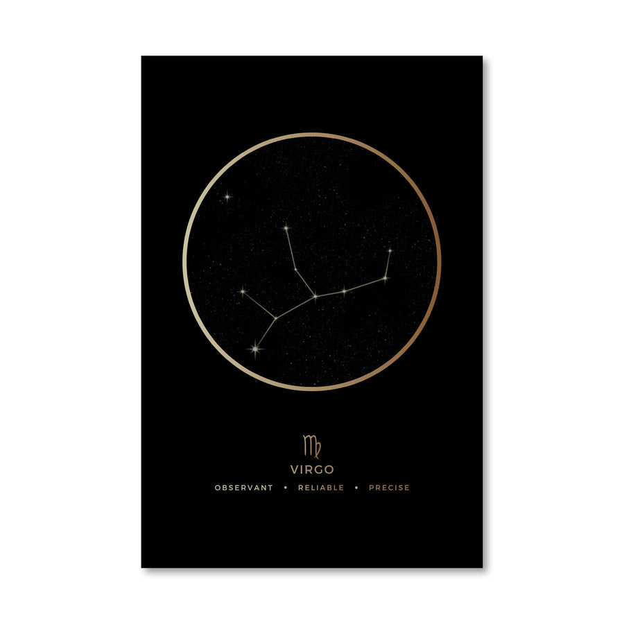 Virgo Traits Gold Canvas Art 40 x 50cm / No Board - Canvas Print Only Clock Canvas