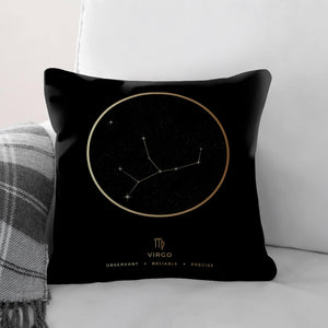 Virgo Traits Gold Cushion Cushion Cushion Square Clock Canvas