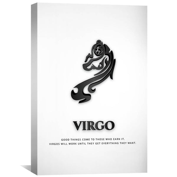 Virgo - White Canvas Art 30 x 45cm / Unframed Canvas Print Clock Canvas