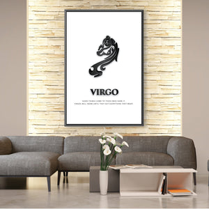 Virgo - White Clock Canvas