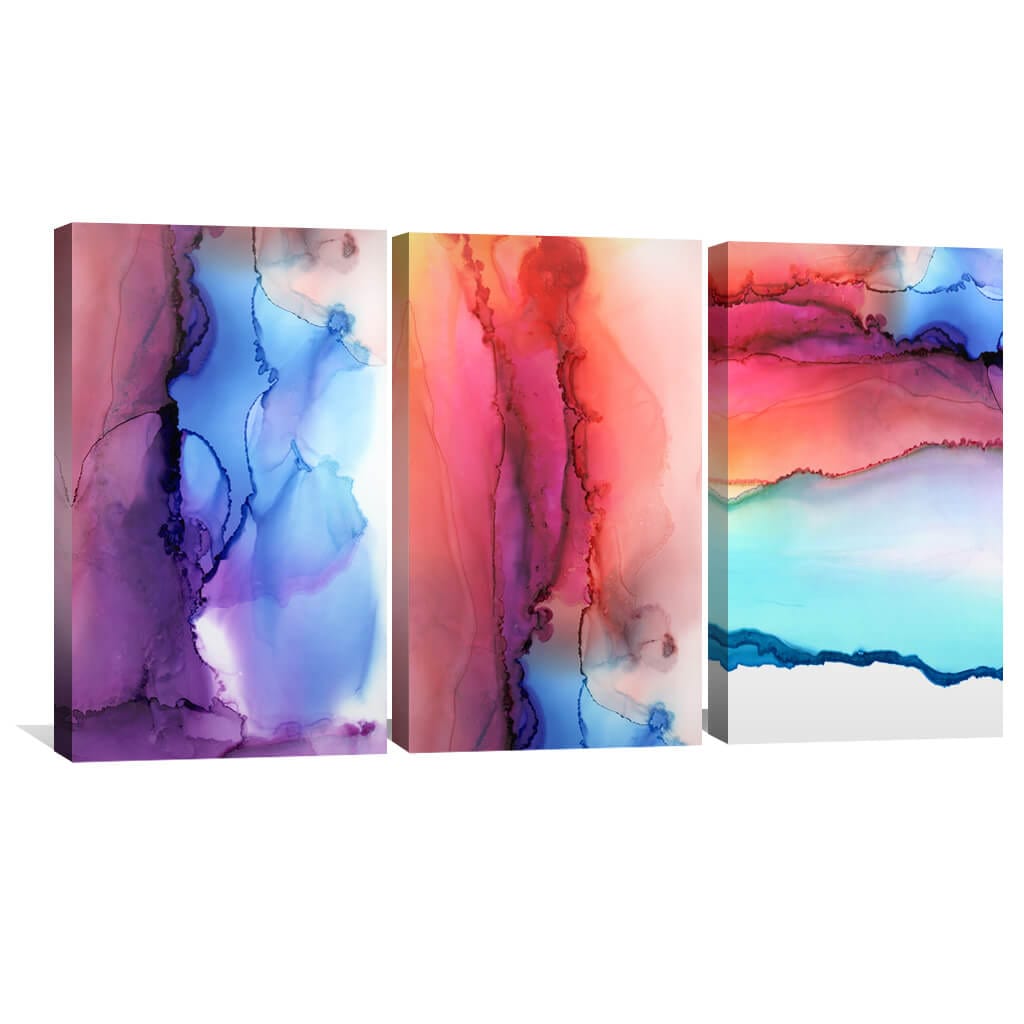 Viva Canvas Art Set of 3 / 40 x 60cm / Unframed Canvas Print Clock Canvas