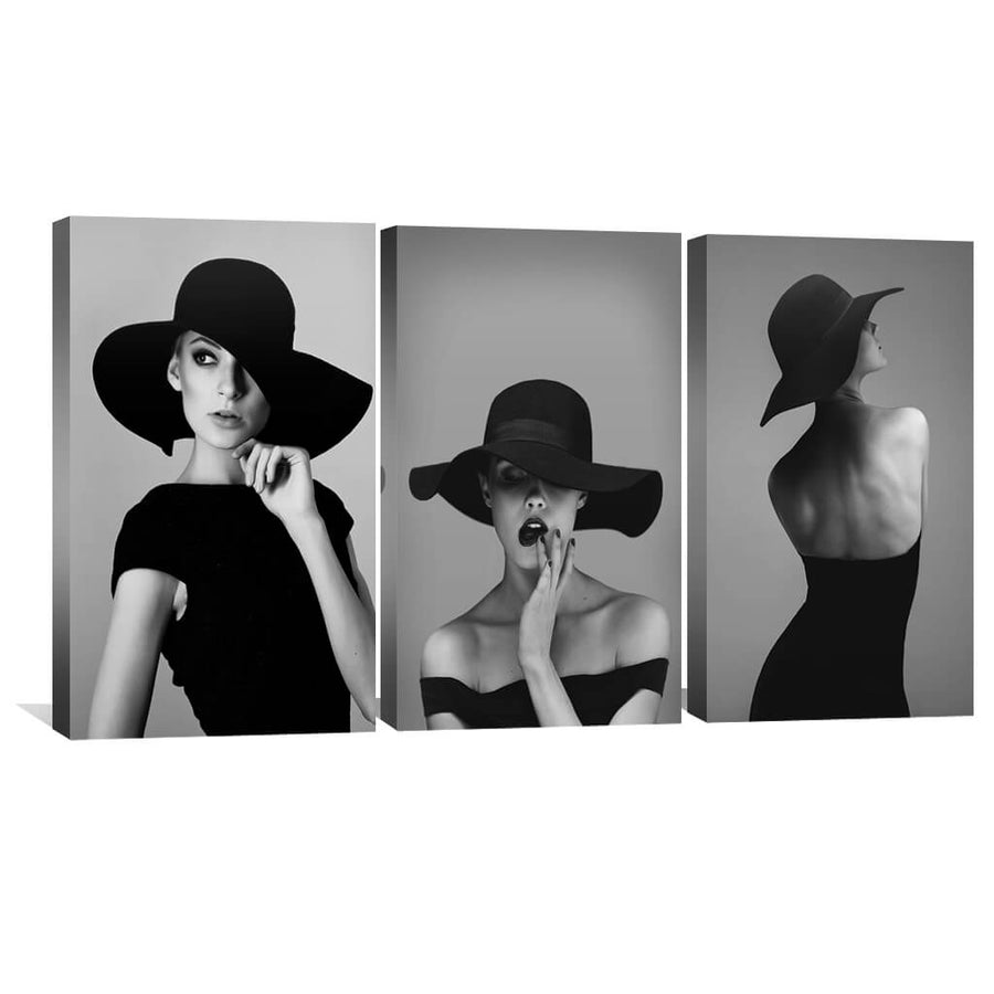 Vogue Woman Canvas Art Set of 3 / 40 x 60cm / Unframed Canvas Print Clock Canvas