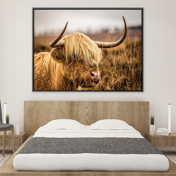 Warm Tones Highland Cow Canvas Art 45 x 30cm / Unframed Canvas Print Clock Canvas