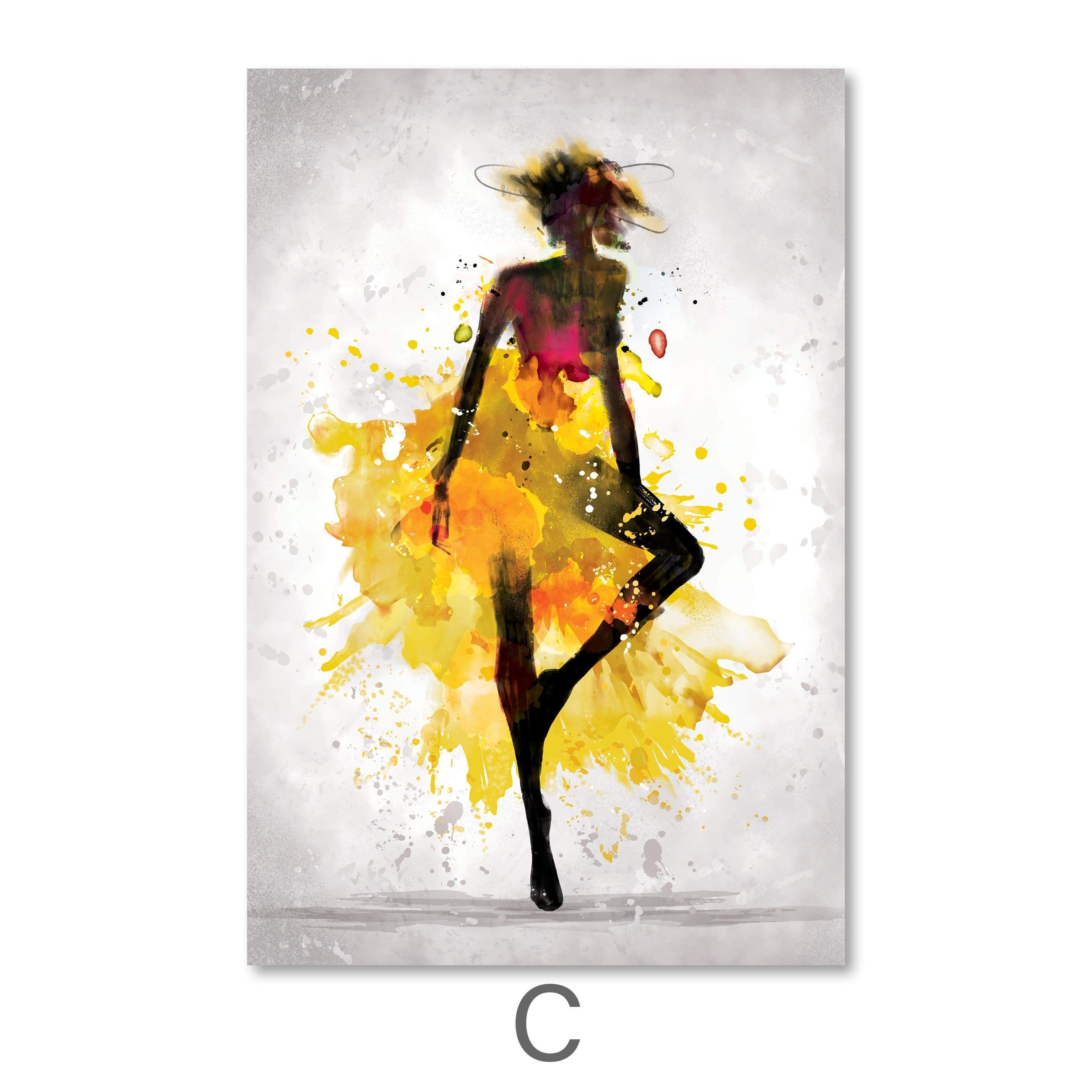 Watercolor Ballerina Canvas Art C / 40 x 60cm / Unframed Canvas Print Clock Canvas