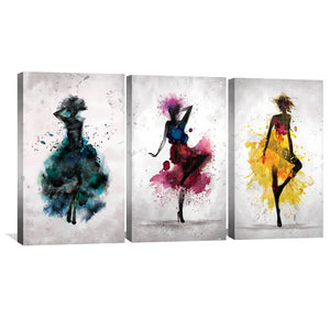 Watercolor Ballerina Canvas Art Set of 3 / 40 x 60cm / Unframed Canvas Print Clock Canvas