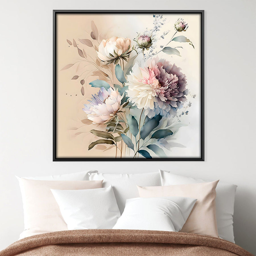 Watercolor Bouquet Canvas Art Clock Canvas