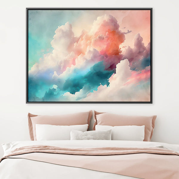 Watercolor Clouds Canvas Art Clock Canvas