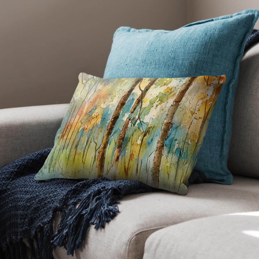 Watercolor Forest Cushion Cushion Cushion Landscape Clock Canvas