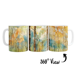 Watercolor Forest Mug Mug White Clock Canvas
