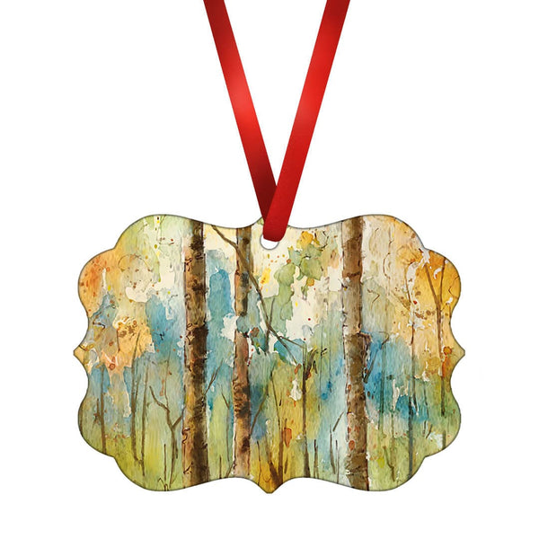 Watercolor Forest Ornament Christmas Ornament Victorian 10.8 x 8cm Clock Canvas