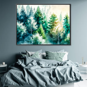 Watercolor Forest Views Canvas Art Clock Canvas