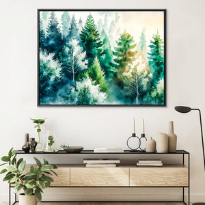 Watercolor Forest Views Canvas Art Clock Canvas