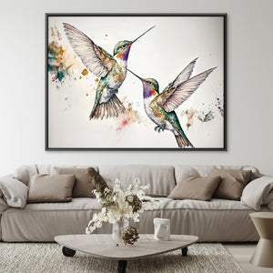 Watercolor Hummingbirds Canvas Art Clock Canvas