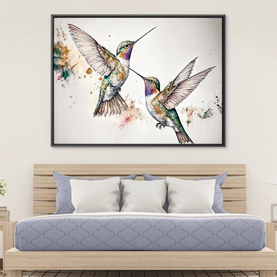 Watercolor Hummingbirds Canvas Art Clock Canvas