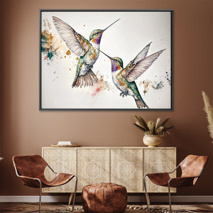 Watercolor Hummingbirds Canvas Art Clock Canvas