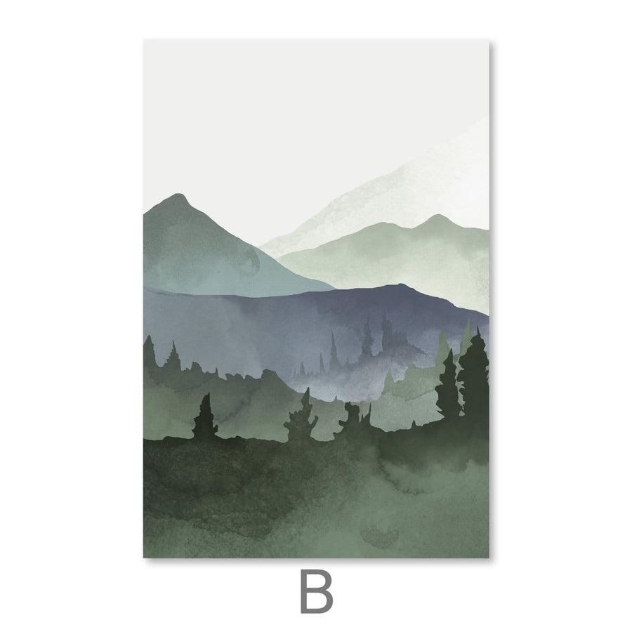 Watercolor Landscape Canvas Art B / 30 x 45cm / Unframed Canvas Print Clock Canvas