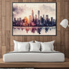 Watercolor Skylines Canvas Art Clock Canvas