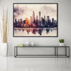 Watercolor Skylines Canvas Art Clock Canvas