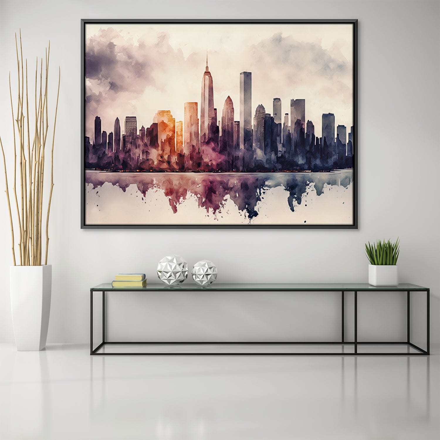 Watercolor Skylines Canvas Art Clock Canvas