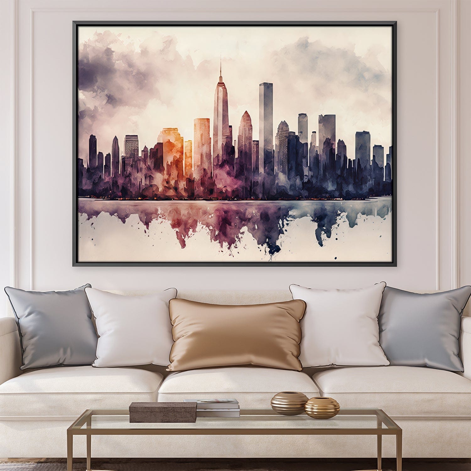 Watercolor Skylines Canvas Art 45 x 30cm / Unframed Canvas Print Clock Canvas