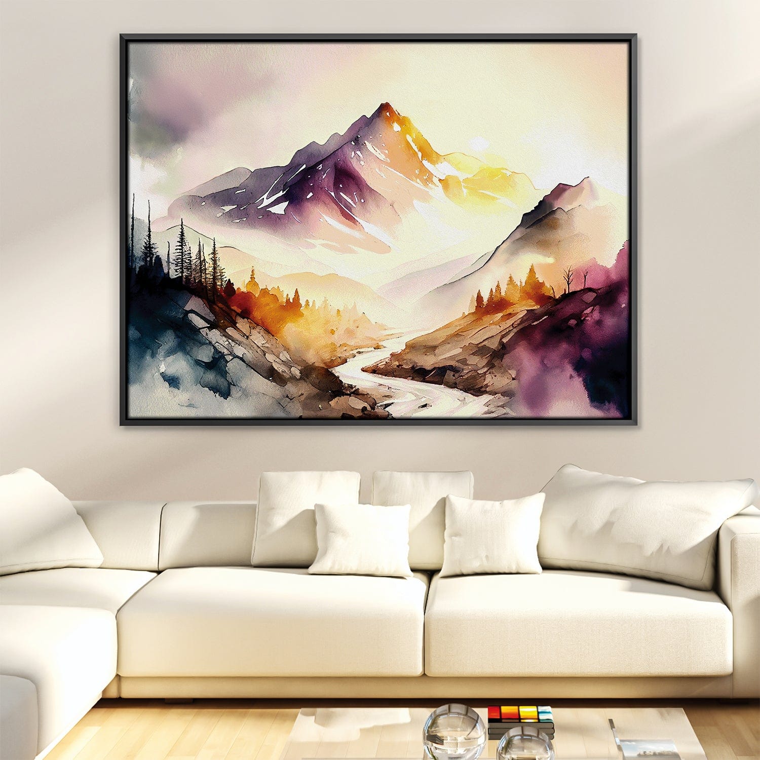 Watercolor Terrain Canvas Art Clock Canvas