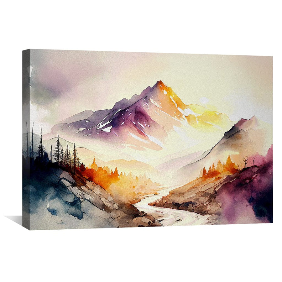 Watercolor Terrain Canvas Art Clock Canvas