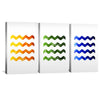 Wave Lengths Canvas Art Set of 3 / 30 x 45cm / Unframed Canvas Print Clock Canvas