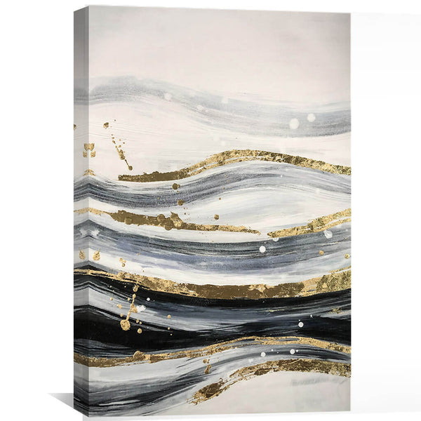 Waves of Gold Oil Painting Oil Clock Canvas