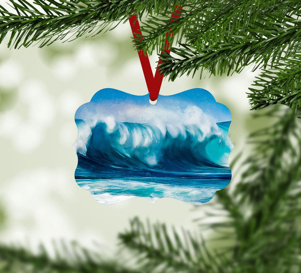 Waves Ornament Christmas Ornament Victorian 10.8 x 8cm Clock Canvas