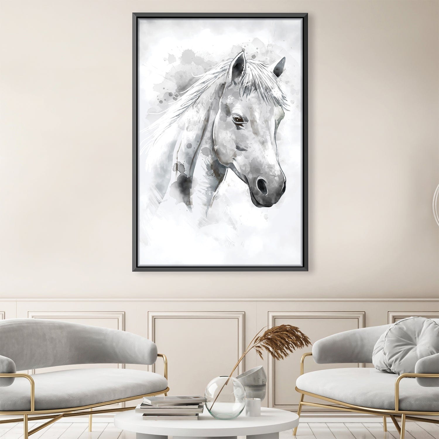 White Bronco Canvas Art 30 x 45cm / Unframed Canvas Print Clock Canvas