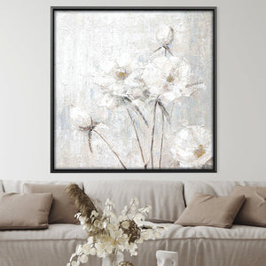 White Garden Oil Painting Oil 30 x 30cm / Oil Painting Clock Canvas