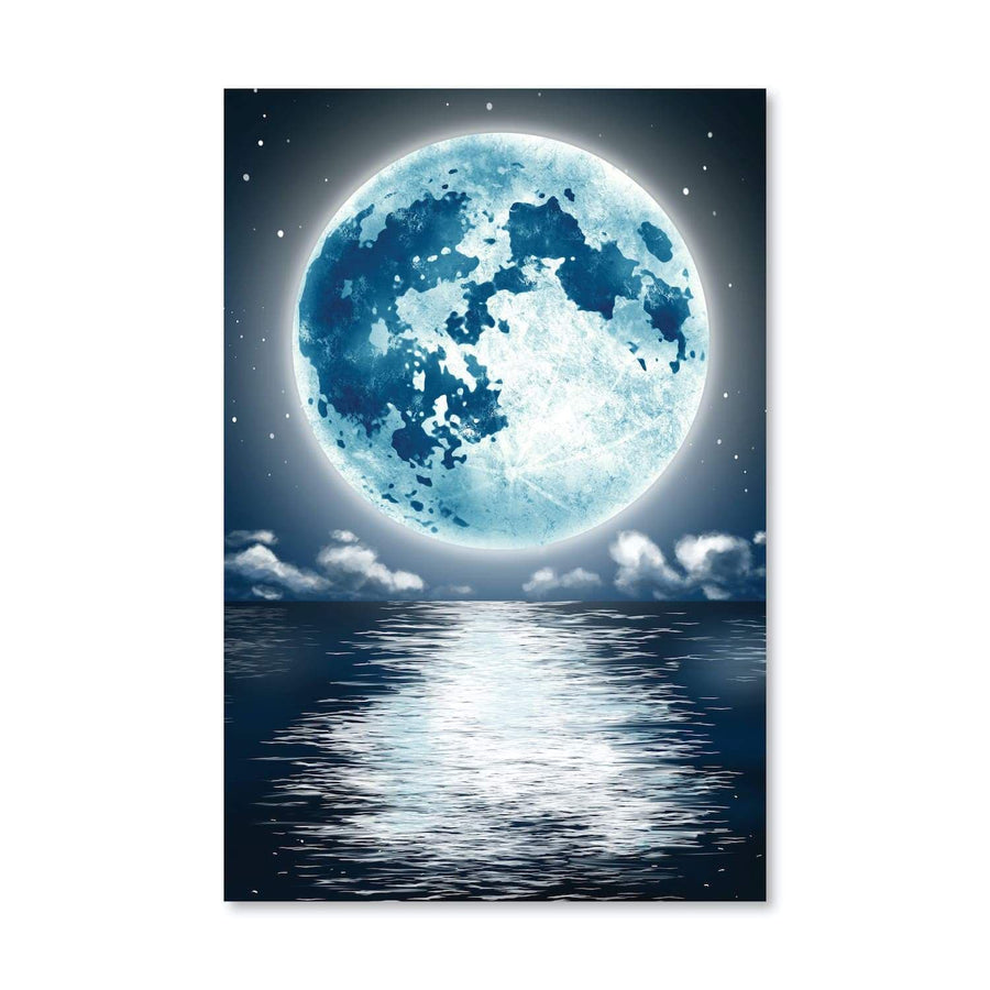 White Moon Canvas Art Clock Canvas