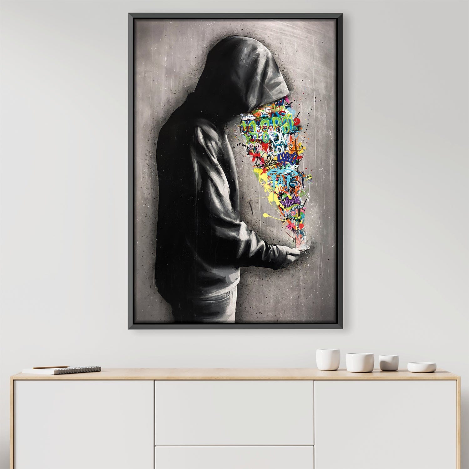 White Noise Graffiti Canvas Art Clock Canvas