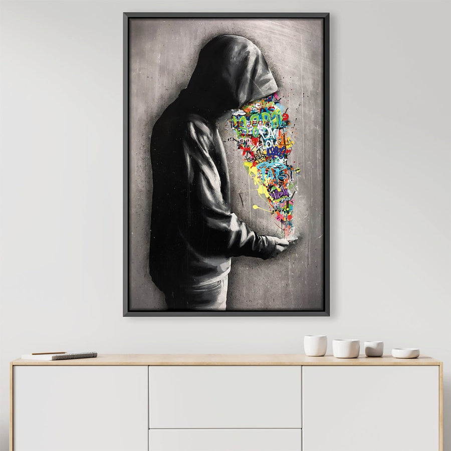 White Noise Graffiti Canvas Art Clock Canvas
